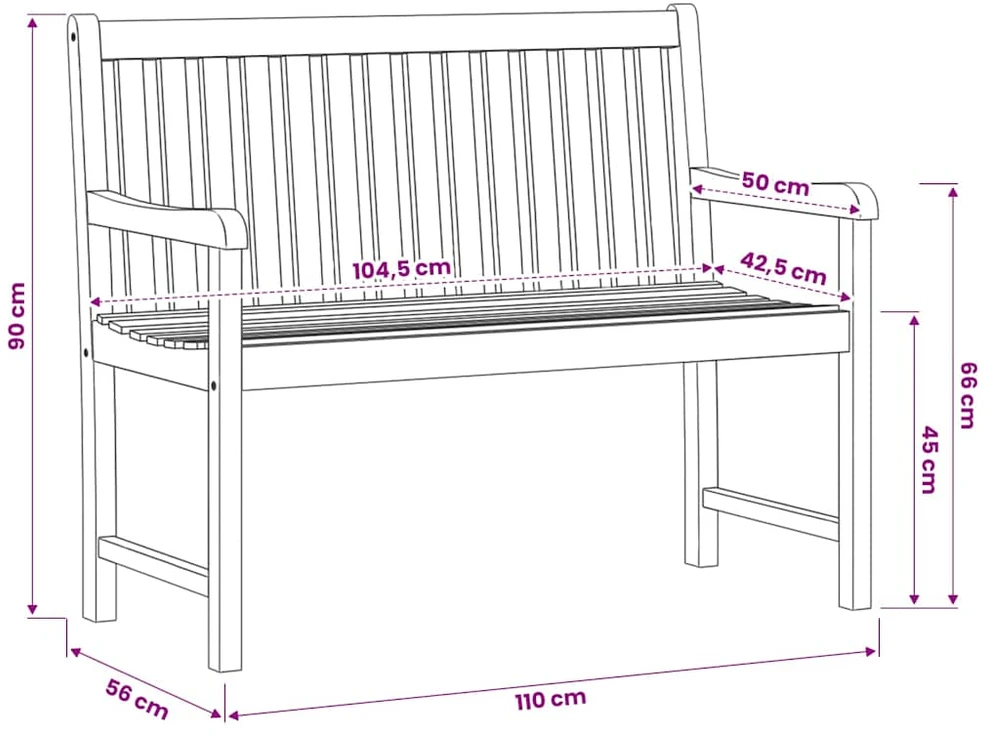 Sodo suoliukas, 110 cm, akacijos medienos masyvas