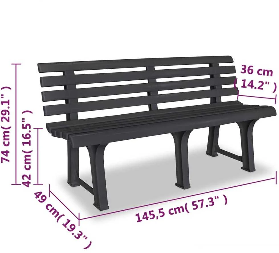 Sodo suoliukas, 145,5cm, plastikas, antracito spalva