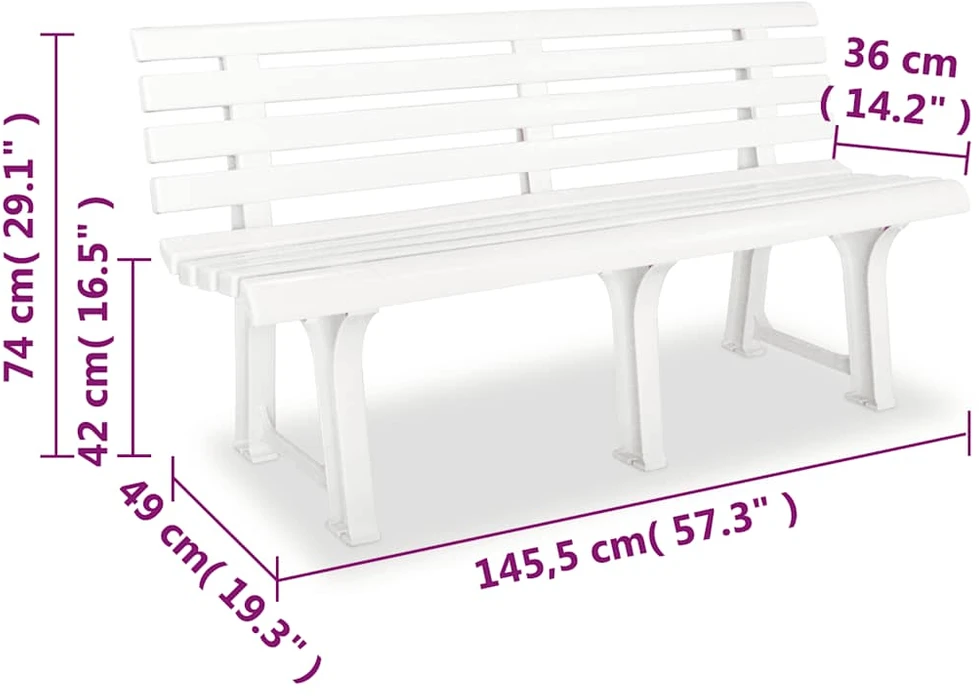 Sodo suoliukas, 145,5cm, plastikas, baltas