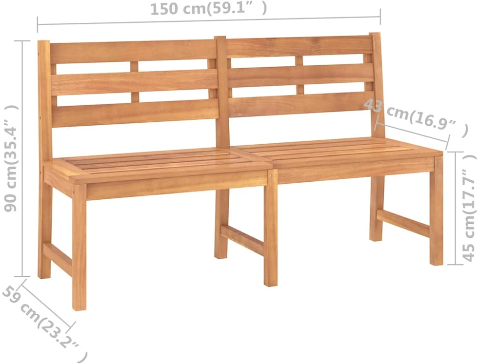 Sodo suoliukas, 150cm, tikmedžio medienos masyvas