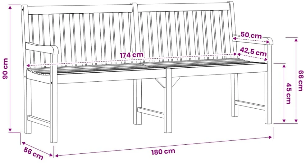 Sodo suoliukas, 180cm, akacijos medienos masyvas