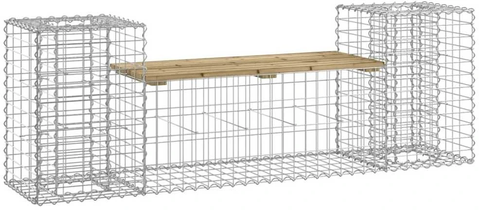 Sodo suoliukas, 183x41x60,5cm, pušis, gabiono dizaino