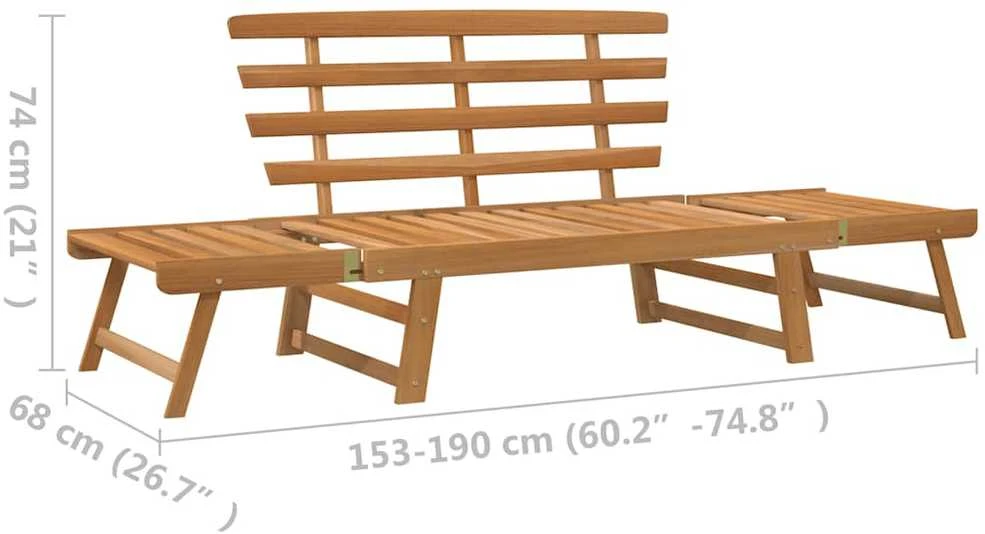 Sodo suoliukas, 190cm, akacijos medienos masyvas, 2-1
