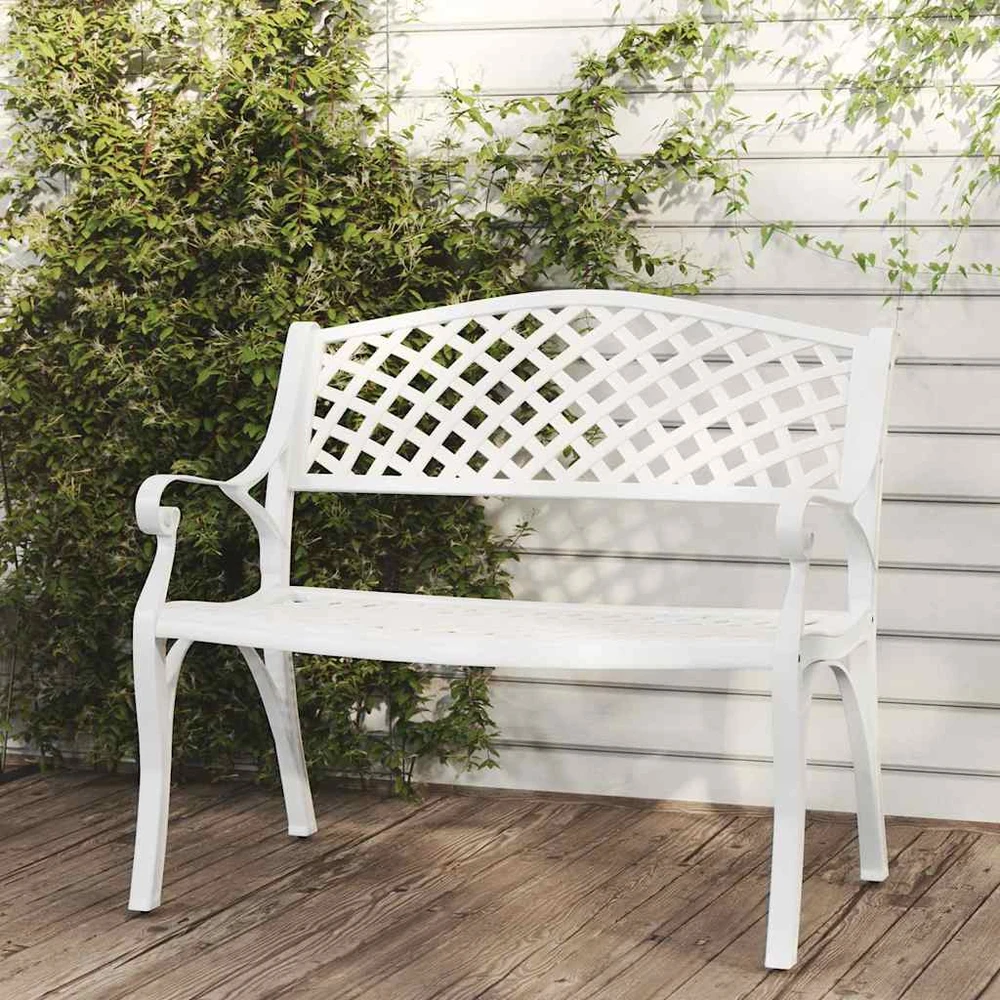 Sodo suoliukas, baltos spalvos, 102cm, lietas aliuminis