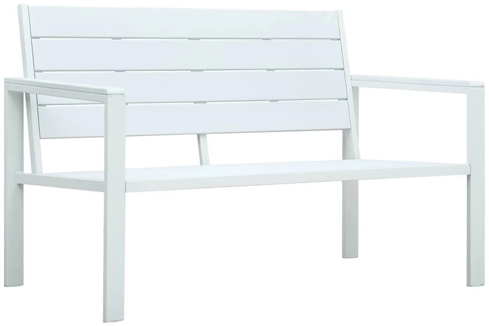 Sodo suoliukas, baltos spalvos, 120cm, HDPE, medienos imitacija