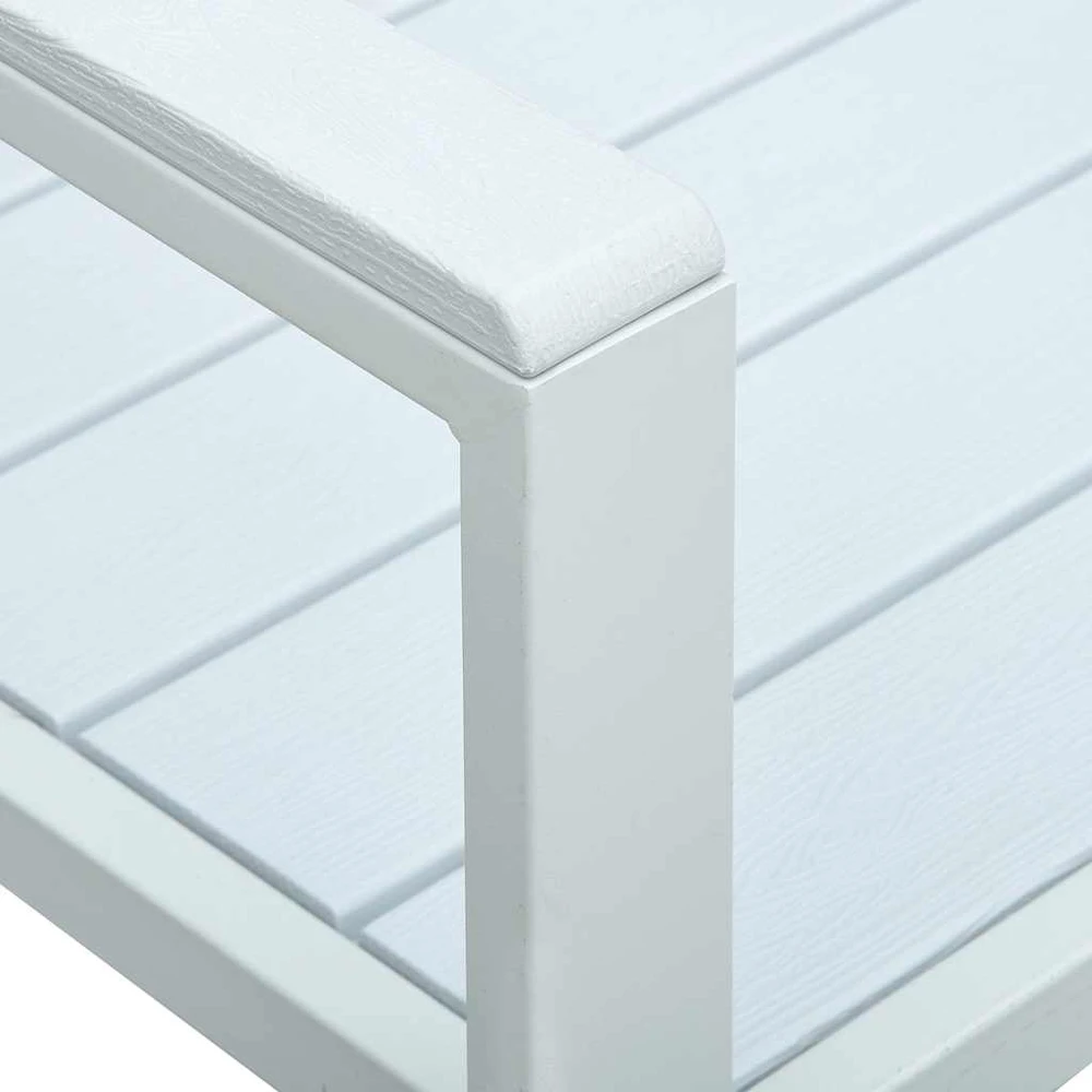 Sodo suoliukas, baltos spalvos, 120cm, HDPE, medienos imitacija