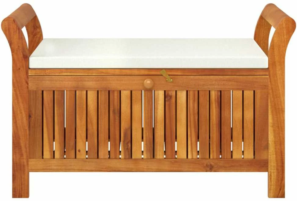 Sodo suoliukas-daiktadėžė su pagalvėle, 91cm, akacijos masyvas