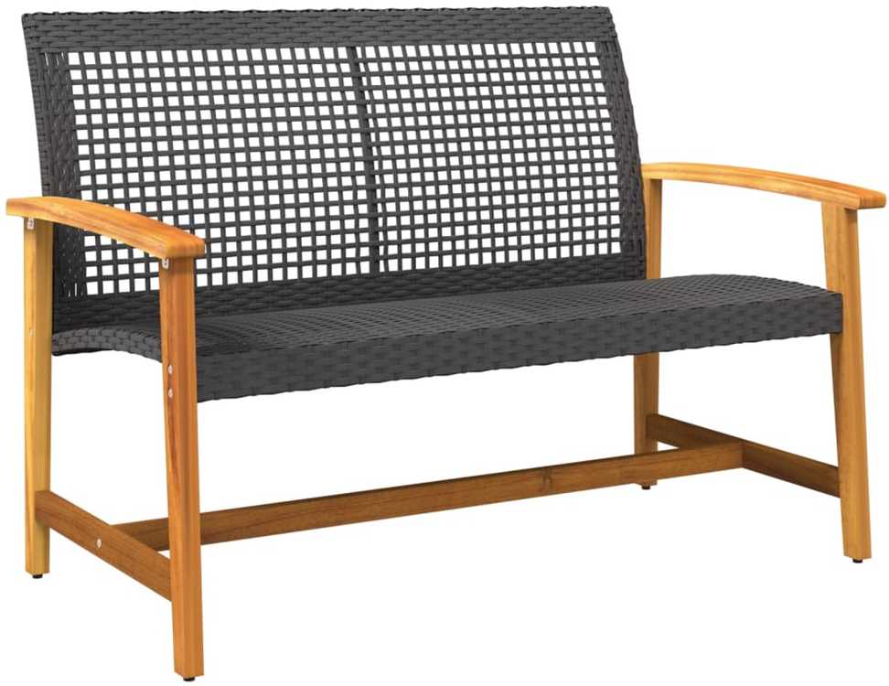 Sodo suoliukas, juodas, 112cm, poliratanas ir akacijos mediena