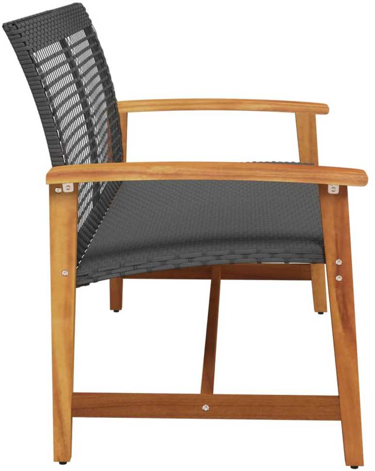 Sodo suoliukas, juodas, 112cm, poliratanas ir akacijos mediena