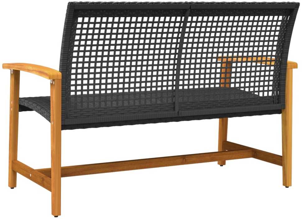 Sodo suoliukas, juodas, 112cm, poliratanas ir akacijos mediena