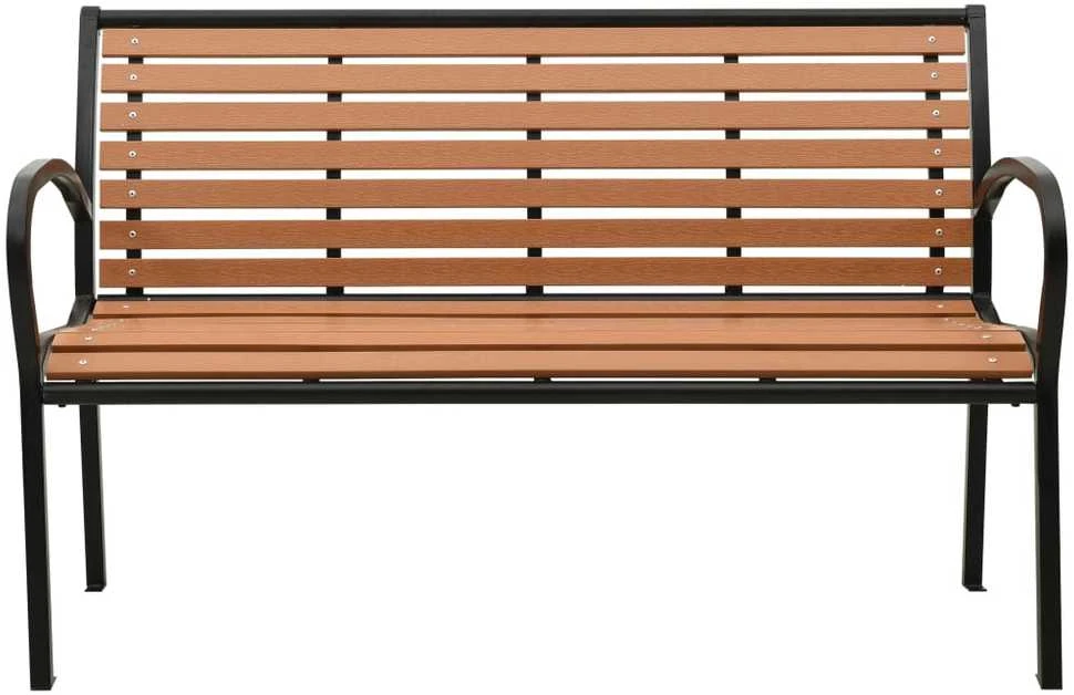 Sodo suoliukas, juodos ir rudos spalvos, 116cm, plienas ir WPC