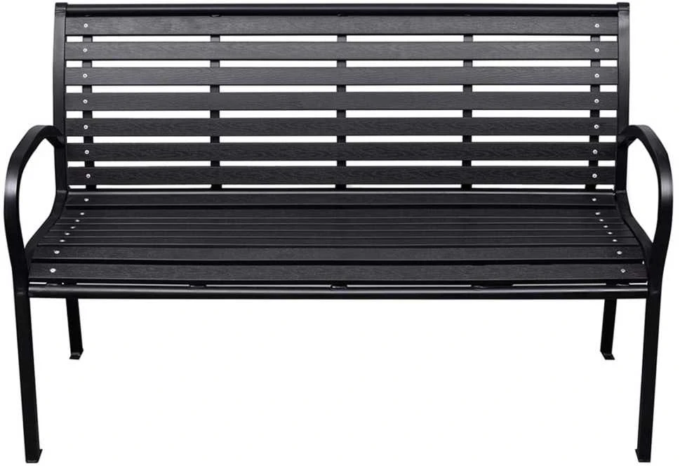 Sodo suoliukas, juodos spalvos, 116cm, plienas ir WPC