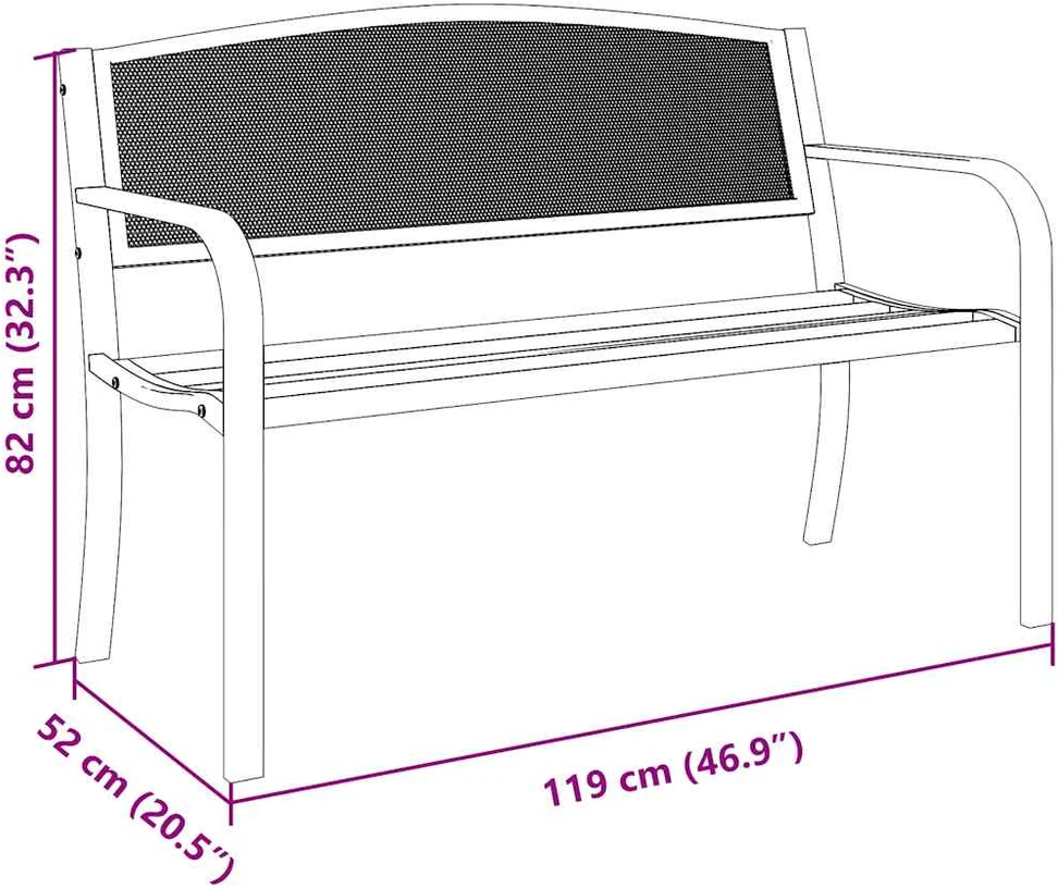 Sodo suoliukas, juodos spalvos, 119cm, plienas