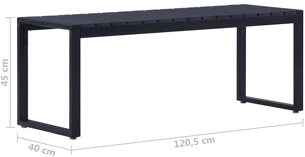 Sodo suoliukas, juodos spalvos, 120,5cm, PS plokštė