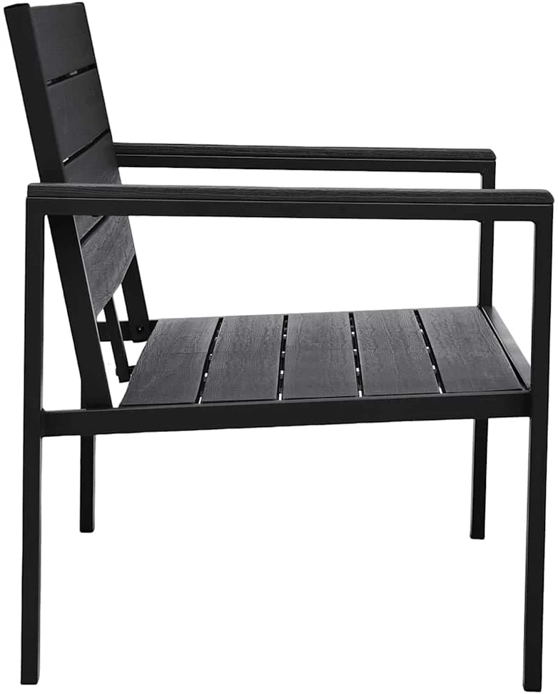 Sodo suoliukas, juodos spalvos, 120cm, HDPE, medienos imitacija
