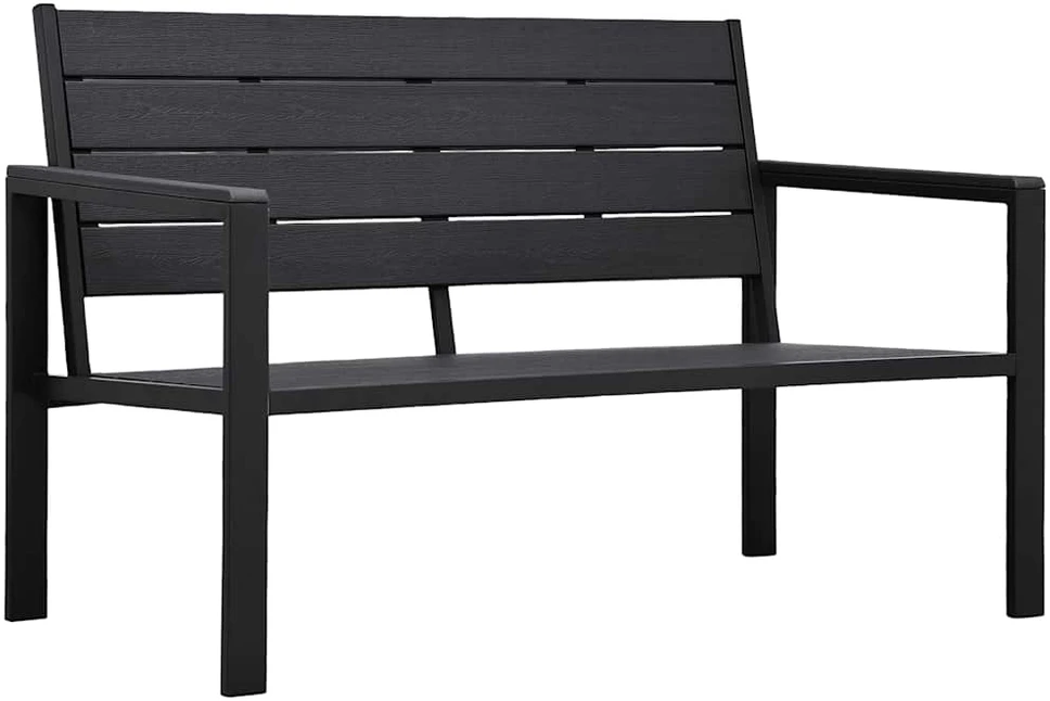 Sodo suoliukas, juodos spalvos, 120cm, HDPE, medienos imitacija