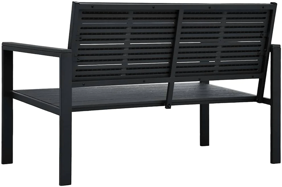 Sodo suoliukas, juodos spalvos, 120cm, HDPE, medienos imitacija