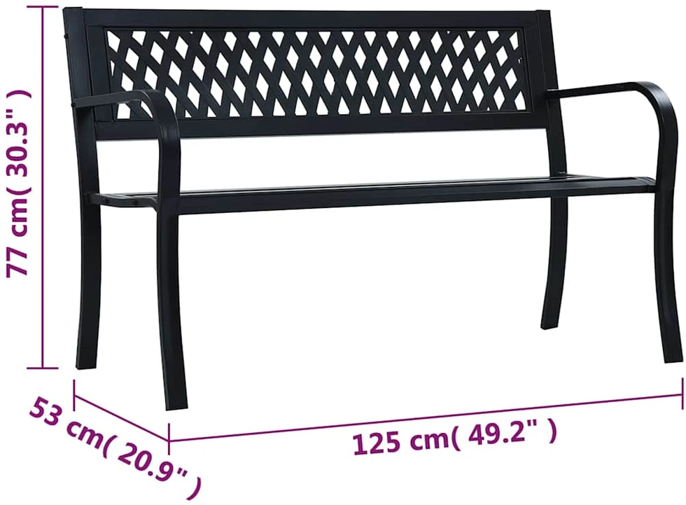 Sodo suoliukas, juodos spalvos, 125cm, plienas