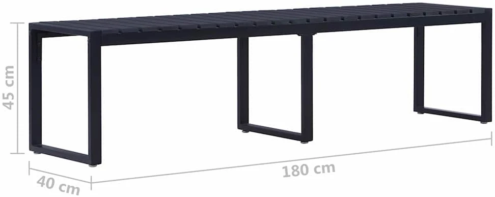 Sodo suoliukas, juodos spalvos, 180cm, PS plokštė
