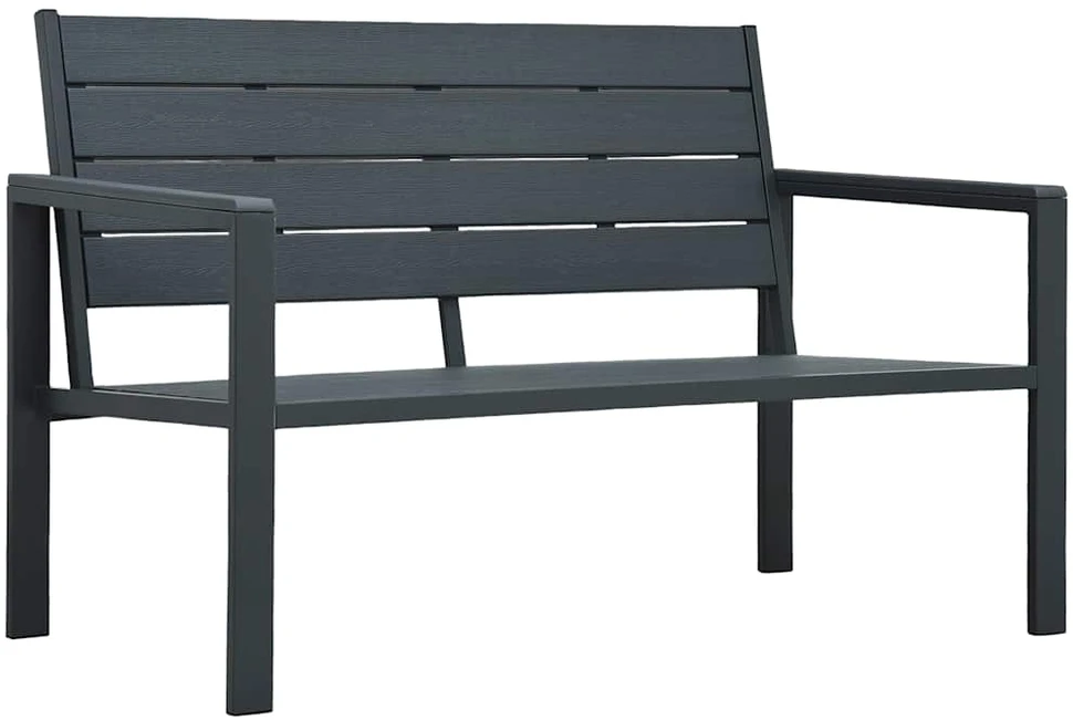 Sodo suoliukas, pilkos spalvos, 120cm, HDPE, medienos imitacija