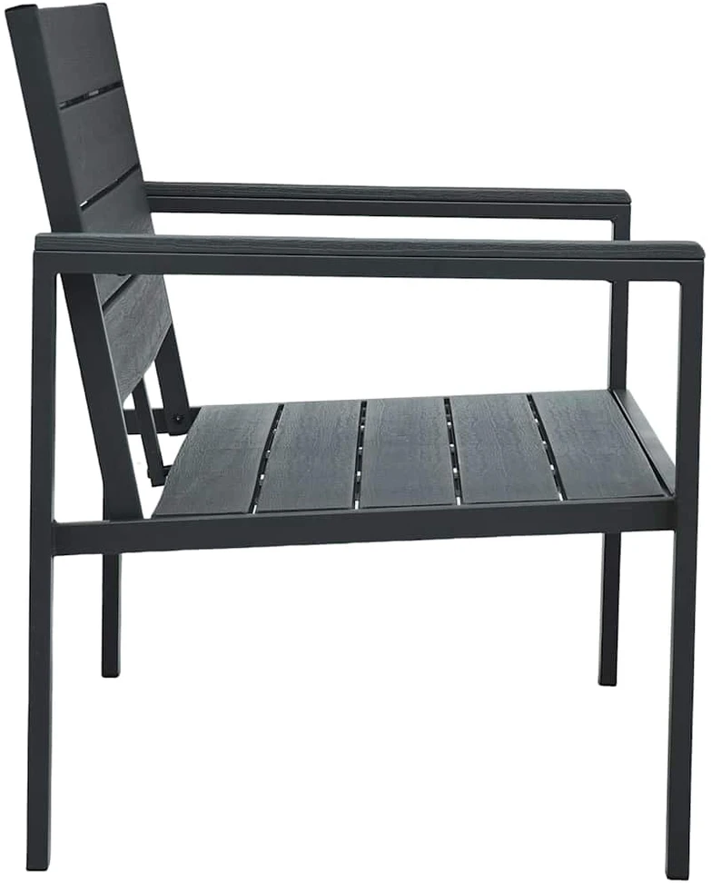 Sodo suoliukas, pilkos spalvos, 120cm, HDPE, medienos imitacija