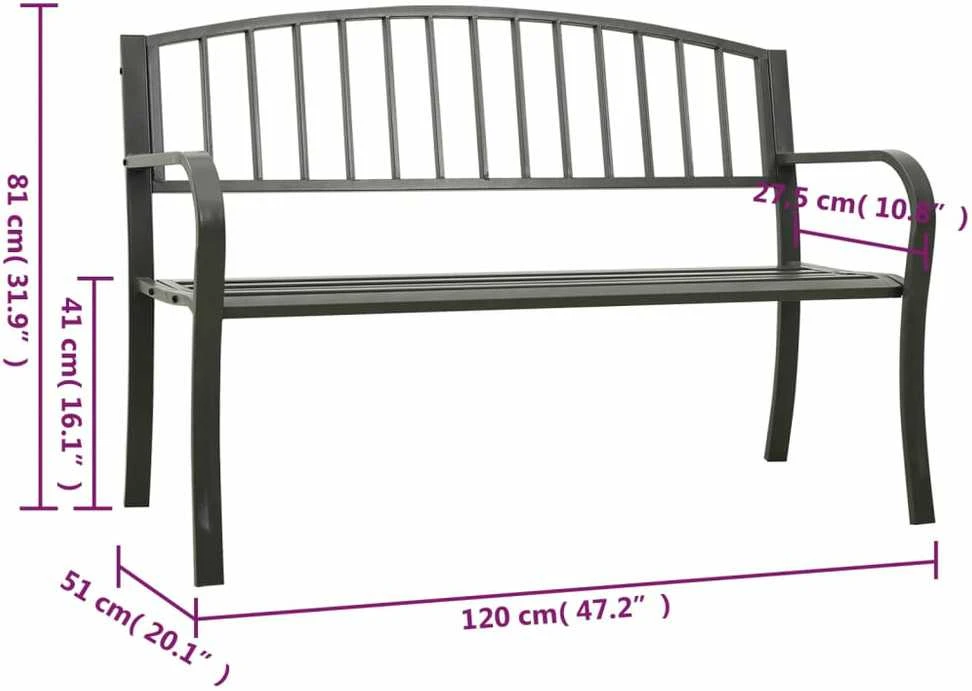 Sodo suoliukas, pilkos spalvos, 120cm, plienas