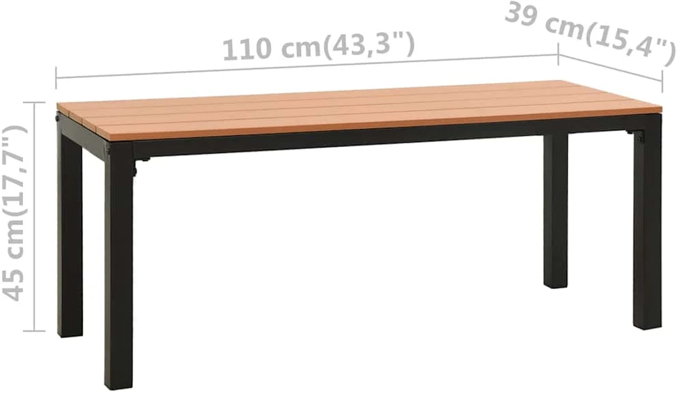 Sodo suoliukas, rudos/juodos spalvos, 110cm, plienas ir WPC