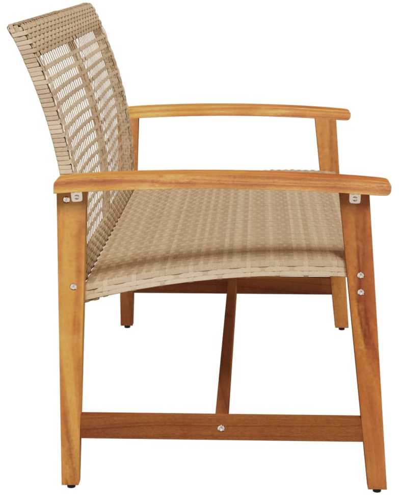 Sodo suoliukas, smėlio, 112cm, poliratanas ir akacijos mediena