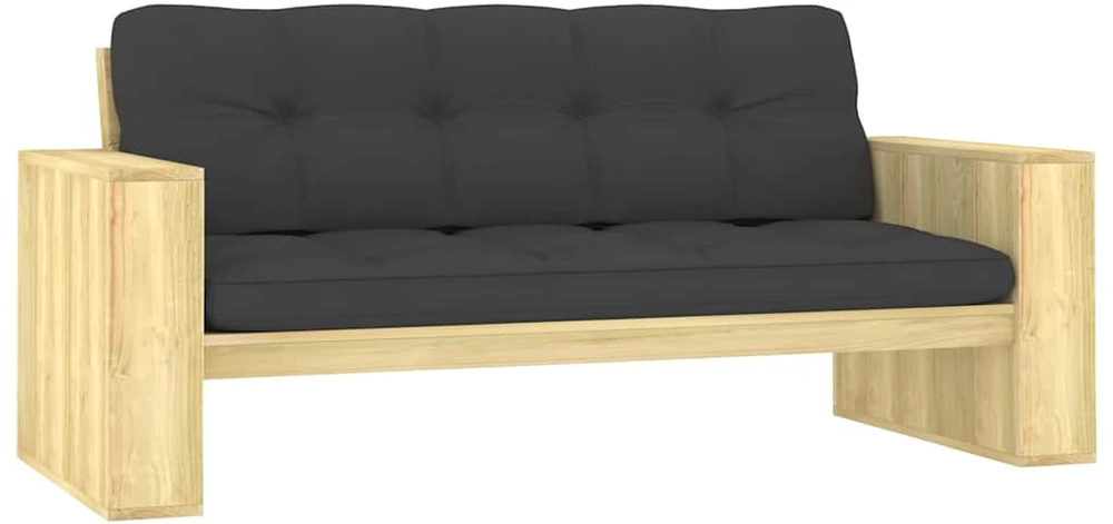 Sodo suoliukas su antracito pagalvėlėmis, 179cm, pušis