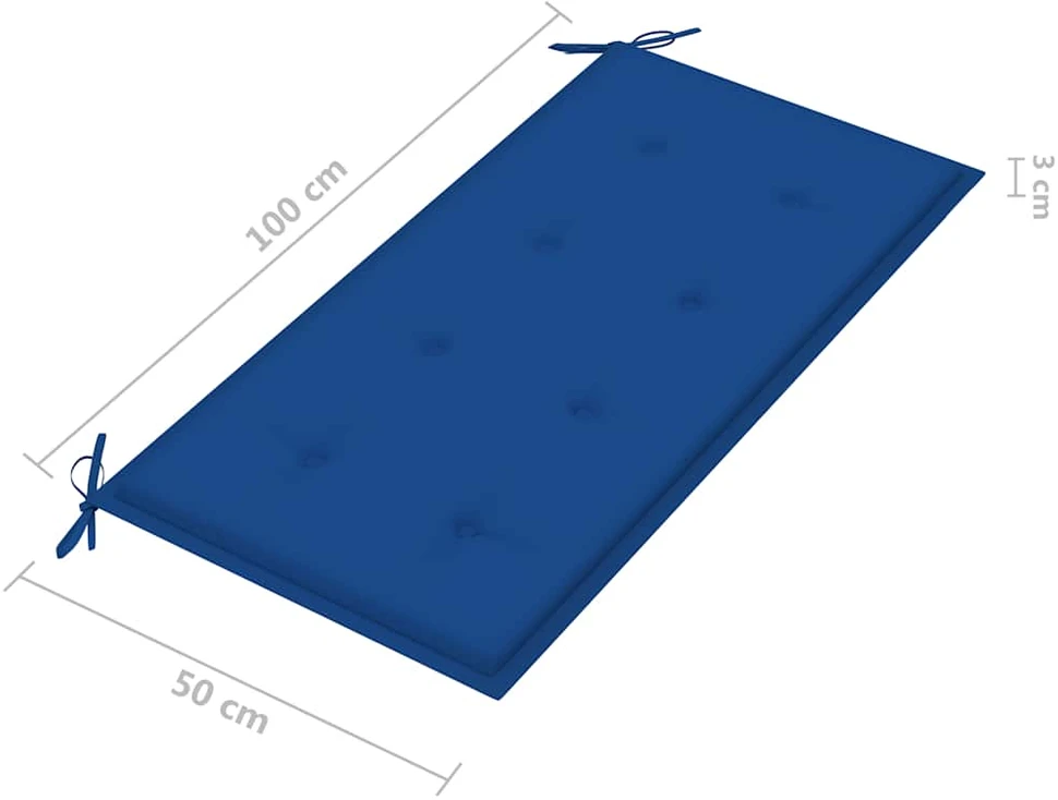 Sodo suoliukas su karališka mėlyna pagalvėle, 112cm, tikmedis