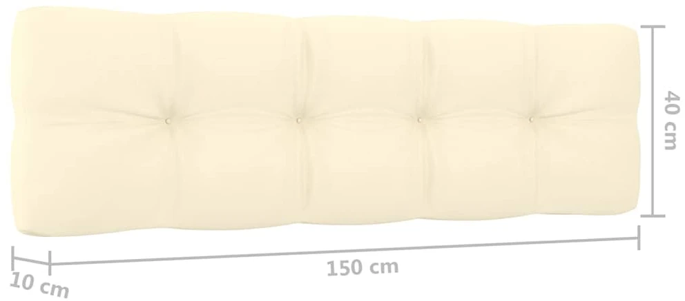 Sodo suoliukas su kreminėmis pagalvėlėmis, 179cm, pušis