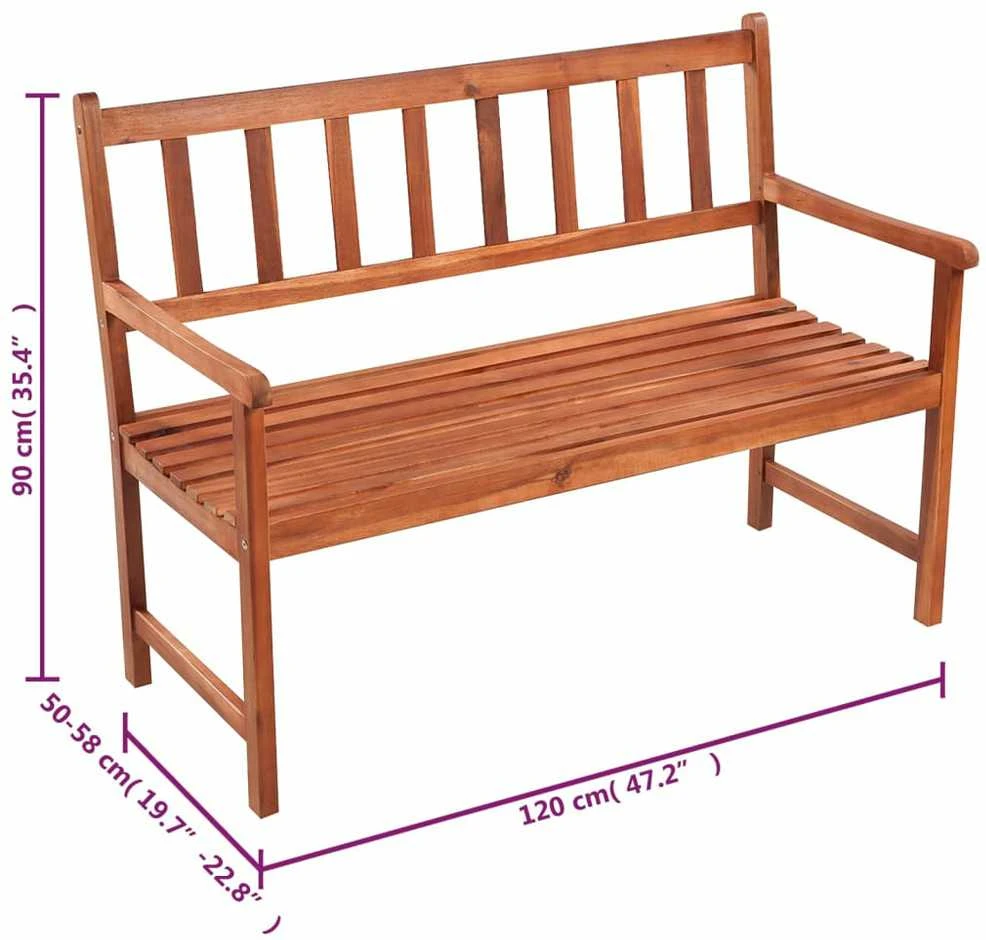 Sodo suoliukas su pagalvėle, 120cm, akacijos medienos masyvas