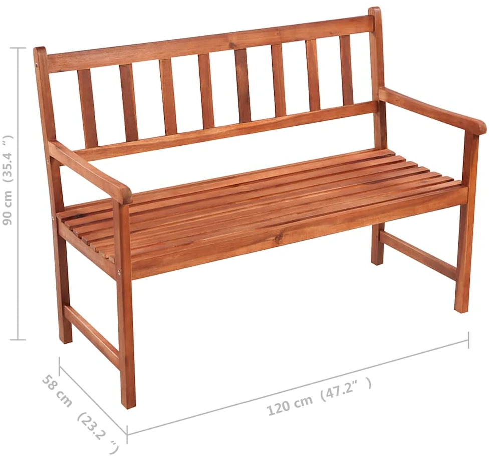 Sodo suoliukas su pagalvėle, 120cm, akacijos medienos masyvas