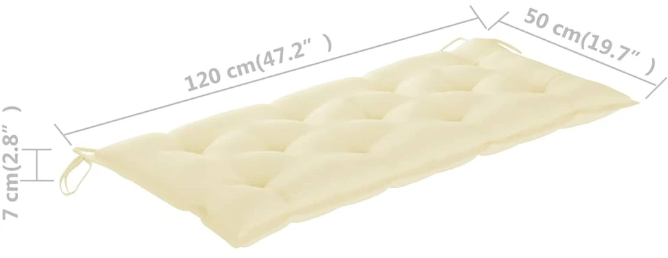 Sodo suoliukas su pagalvėle, 120cm, akacijos medienos masyvas