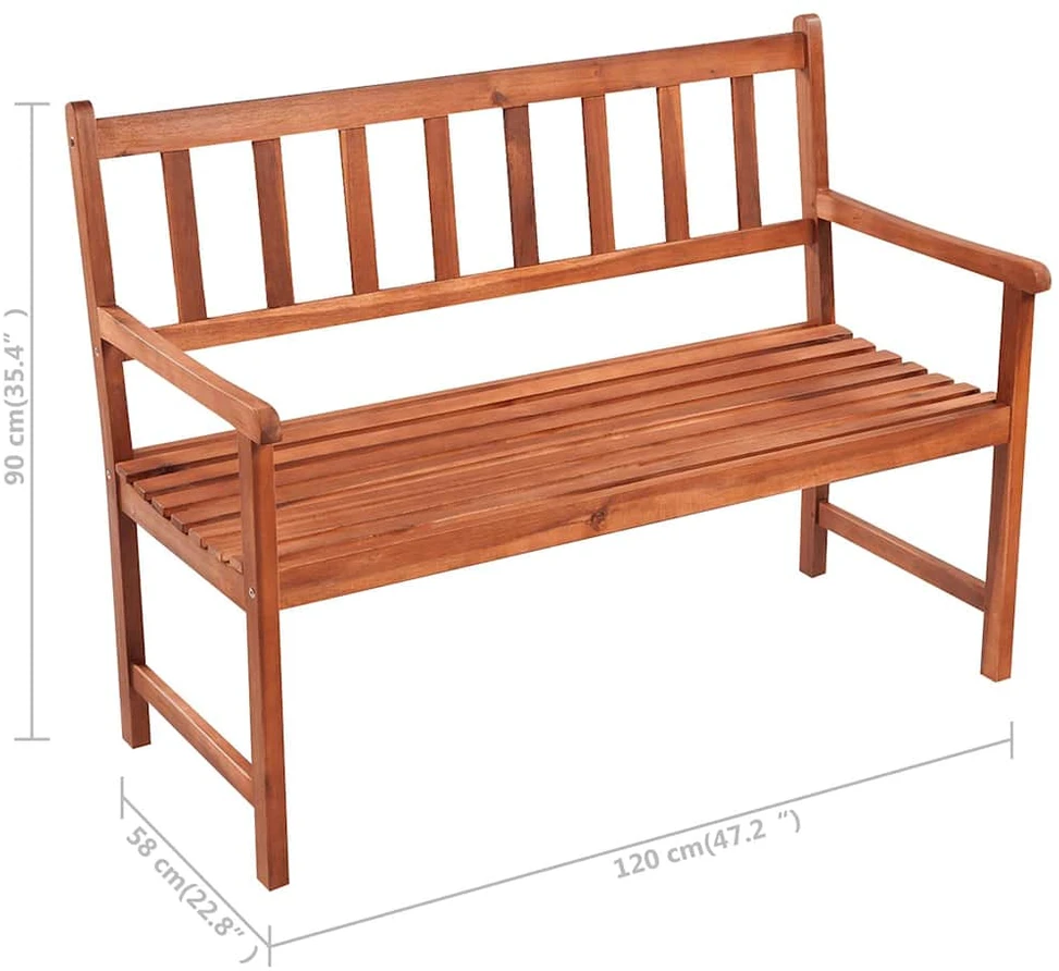 Sodo suoliukas su pagalvėle, 120cm, akacijos medienos masyvas
