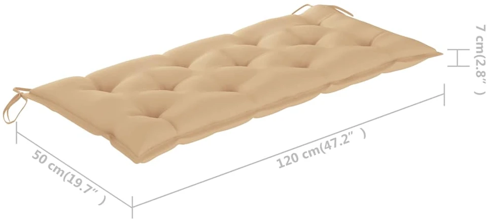 Sodo suoliukas su pagalvėle, 120cm, akacijos medienos masyvas