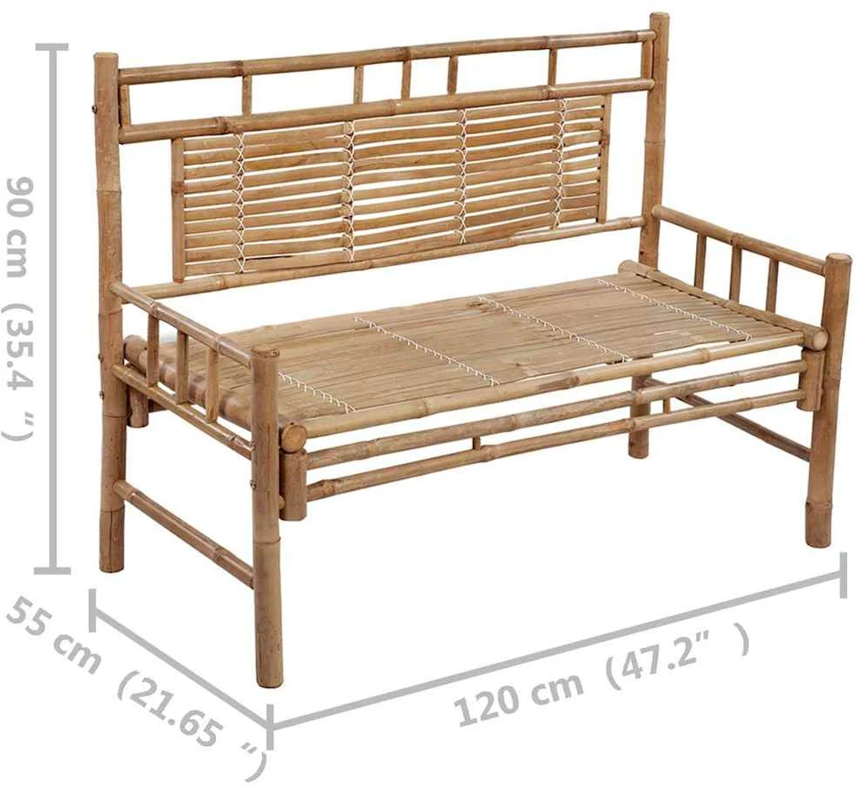 Sodo suoliukas su pagalvėle, 120cm, bambukas
