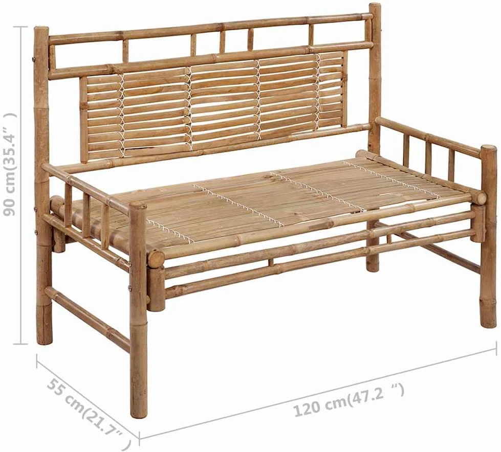 Sodo suoliukas su pagalvėle, 120cm, bambukas (41504+314954)