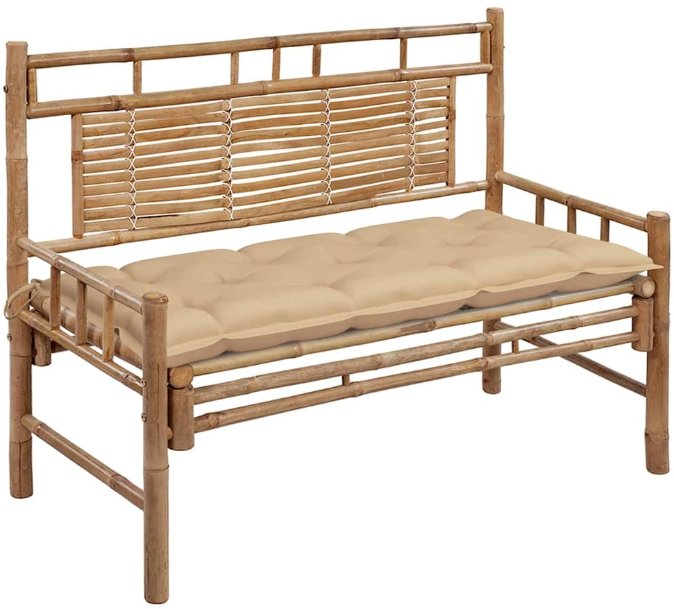 Sodo suoliukas su pagalvėle, 120cm, bambukas (41504+314947)