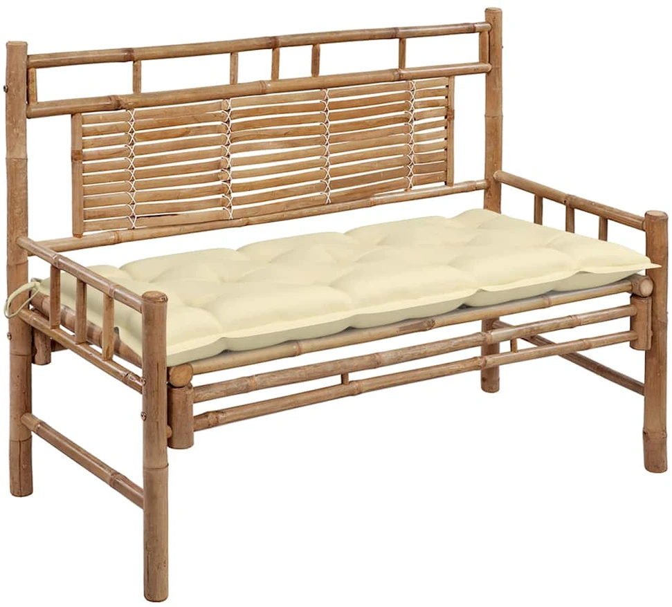 Sodo suoliukas su pagalvėle, 120cm, bambukas (41504+314946)
