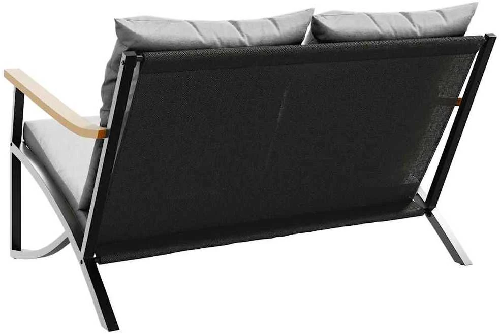 Sodo suoliukas su pagalvėle, juodos spalvos, 120cm, plienas