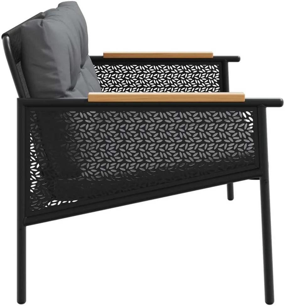 Sodo suoliukas su pagalvėle, juodos spalvos, 116cm, plienas