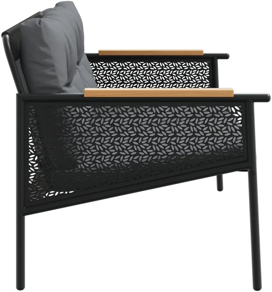 Sodo suoliukas su pagalvėle, juodos spalvos, 116cm, plienas