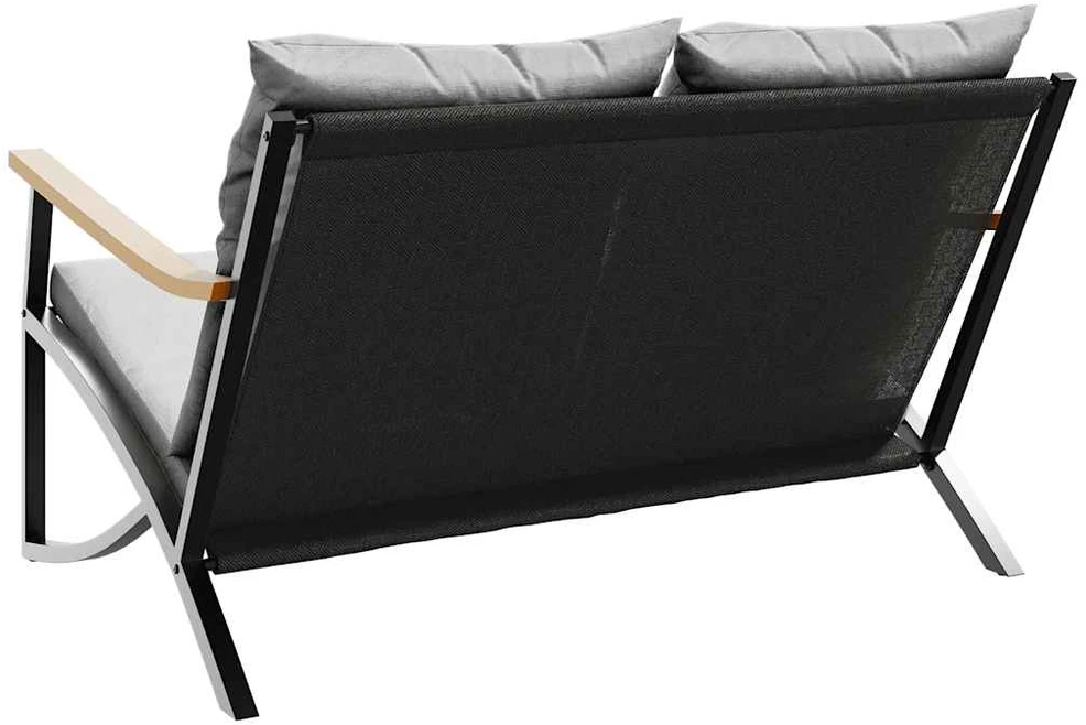 Sodo suoliukas su pagalvėle, juodos spalvos, 120cm, plienas