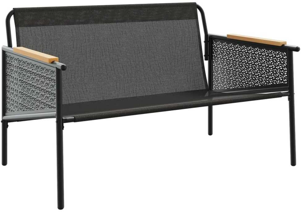 Sodo suoliukas su pagalvėle, juodos spalvos, 116cm, plienas