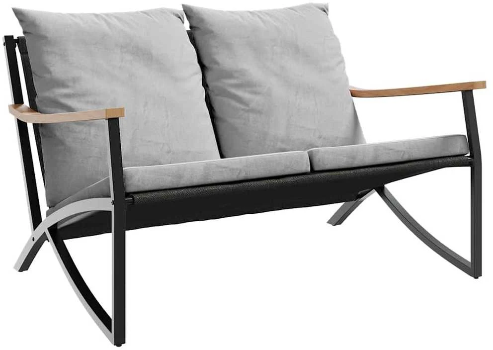 Sodo suoliukas su pagalvėle, juodos spalvos, 120cm, plienas