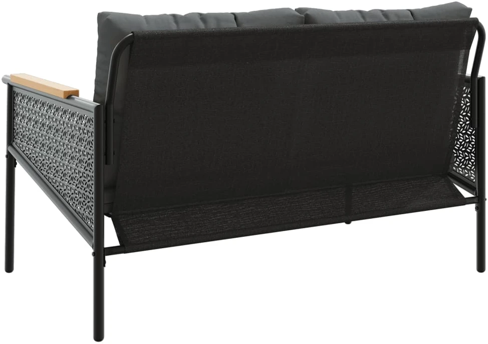 Sodo suoliukas su pagalvėle, juodos spalvos, 116cm, plienas
