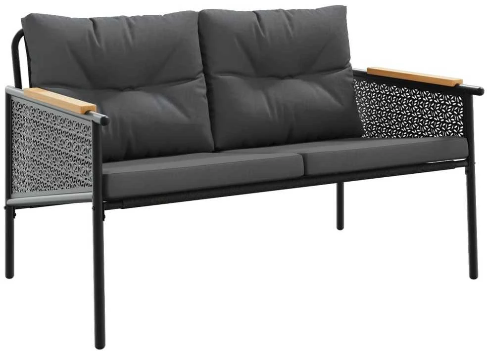 Sodo suoliukas su pagalvėle, juodos spalvos, 116cm, plienas