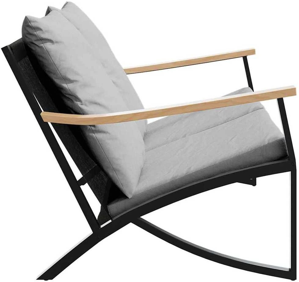 Sodo suoliukas su pagalvėle, juodos spalvos, 120cm, plienas