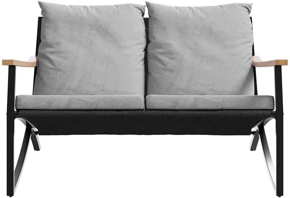 Sodo suoliukas su pagalvėle, juodos spalvos, 120cm, plienas